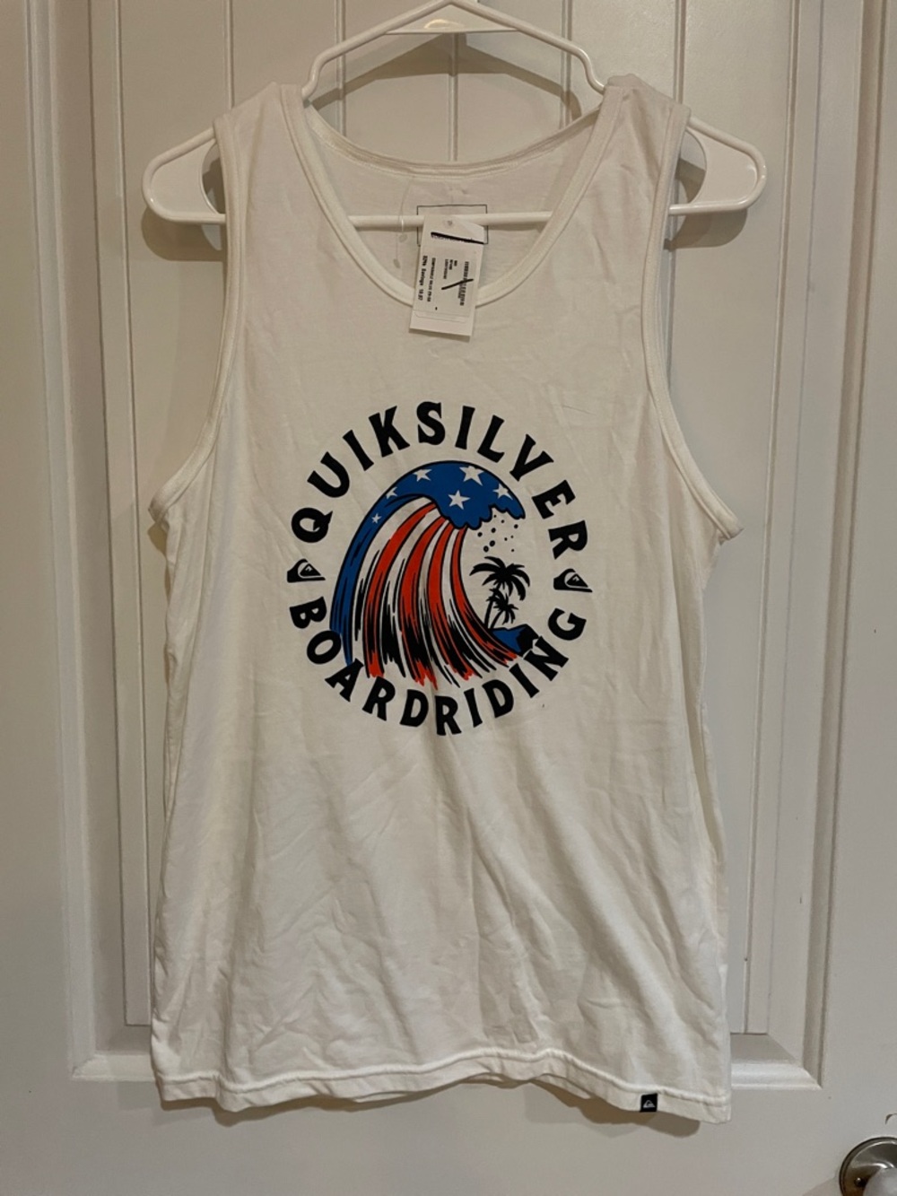 Quicksilver white tank with red/blue design small NWT